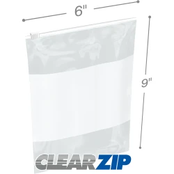 6" x 9" 3 Mil White Block Sliding Zipper Bags