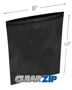 8" x 10" 2 Mil Black Zip Bags