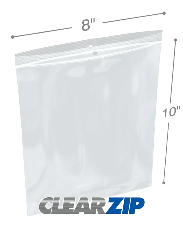 8x10 2mil Zipper Locking with Hang Hole